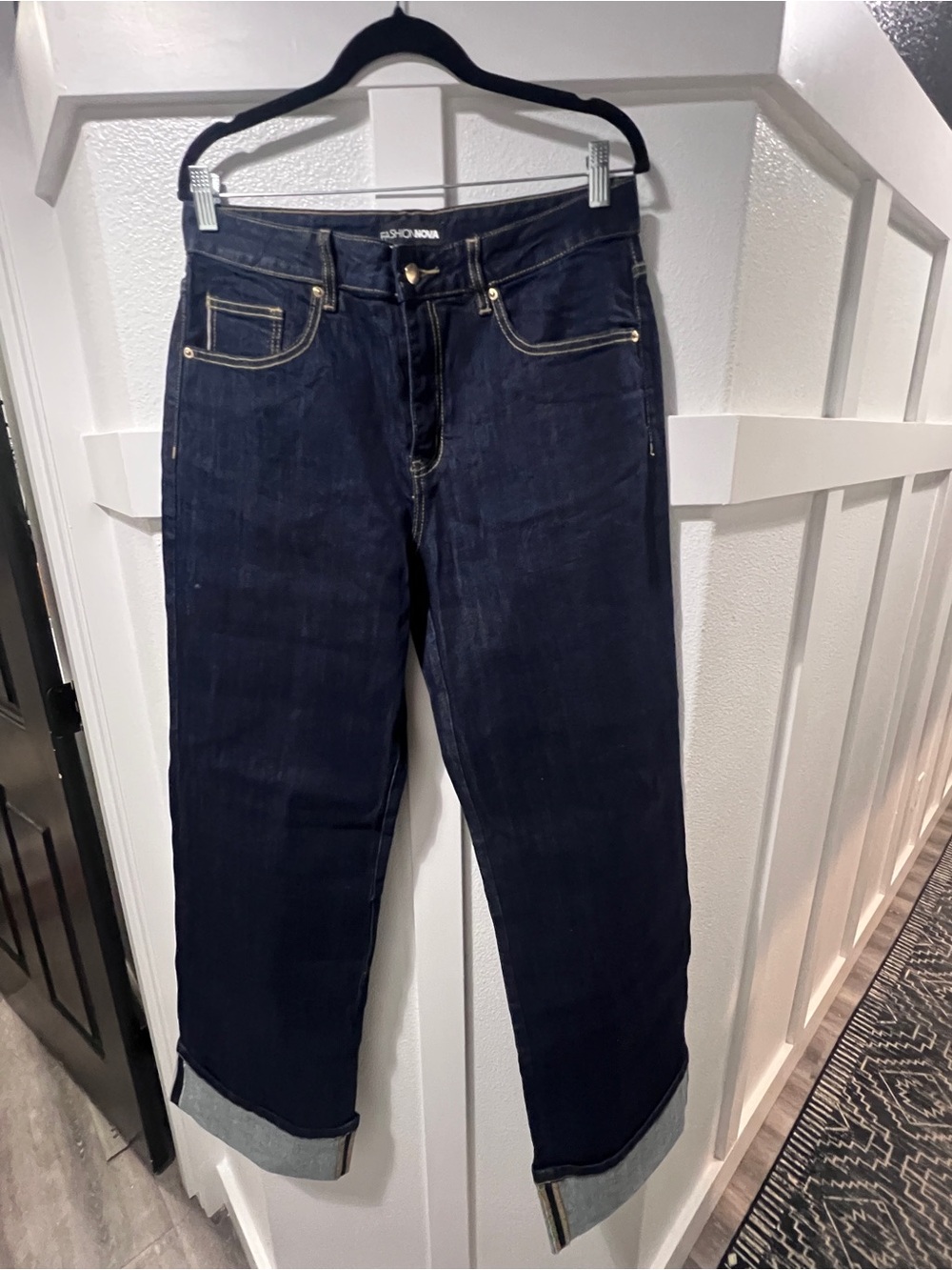 Fashion Nova Men’s Dark Indigo Straight Jeans
